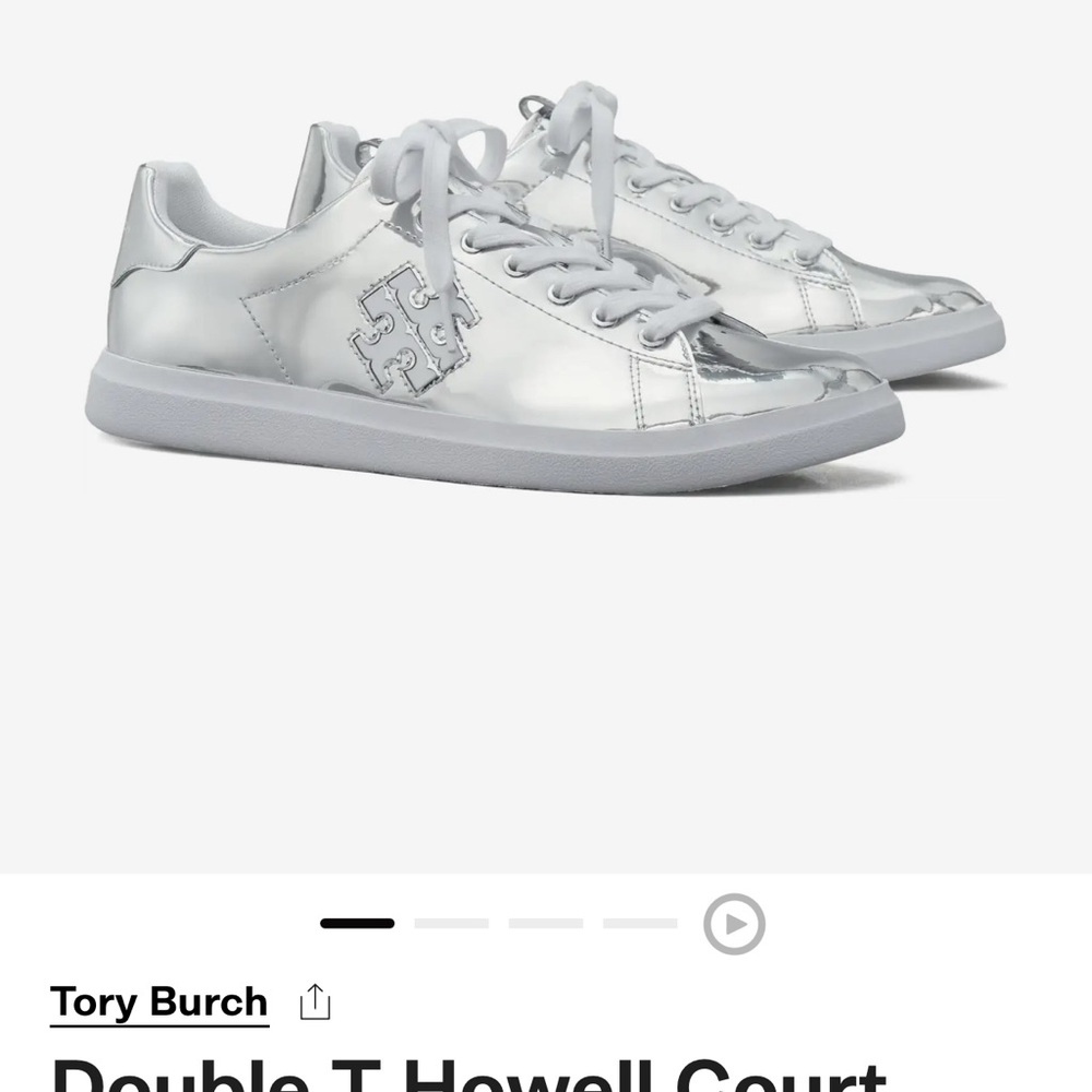 Tory Burch Metallic Silver Sneakers
